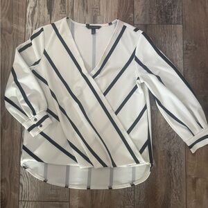 Banana Republic Black and White Wrap Blouse PXS